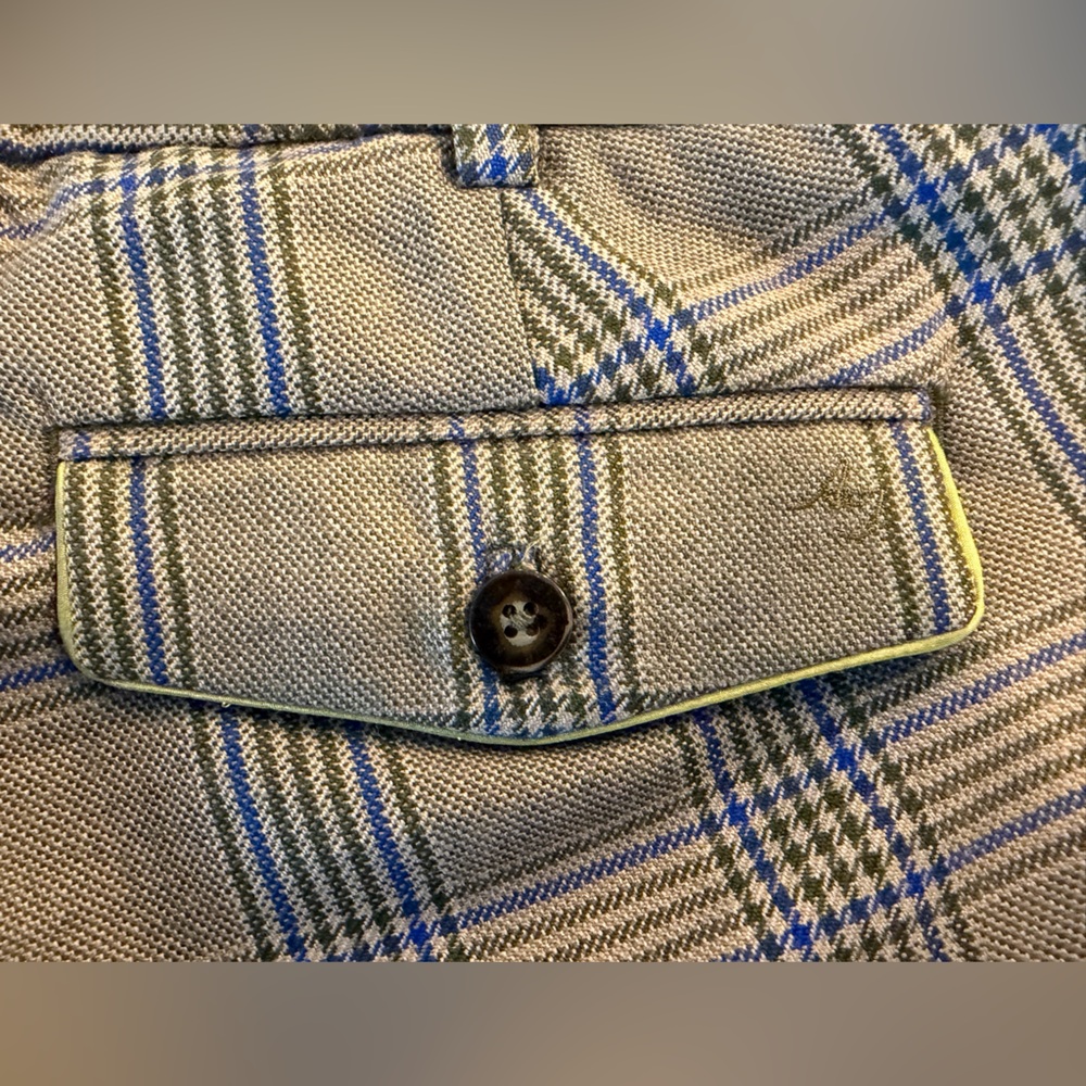 Abercrombie & Fitch Green & Blue Plaid π― Wool Capris With Cuff Buttons EUC - Picture 8 of 10